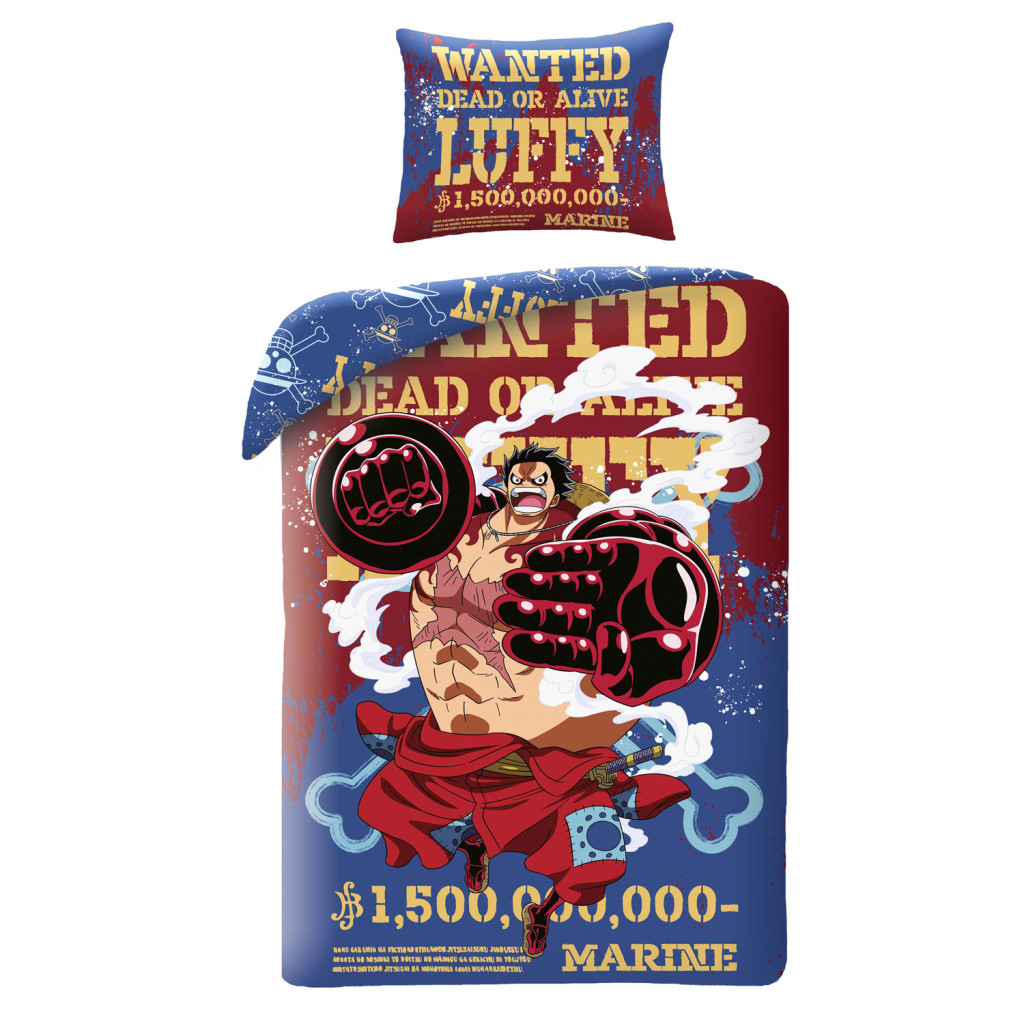 One Piece Wanted Σετ μονή παπλωματοθήκη με μαξιλαροθήκη 140x200cm, 70x90 cm microfibre