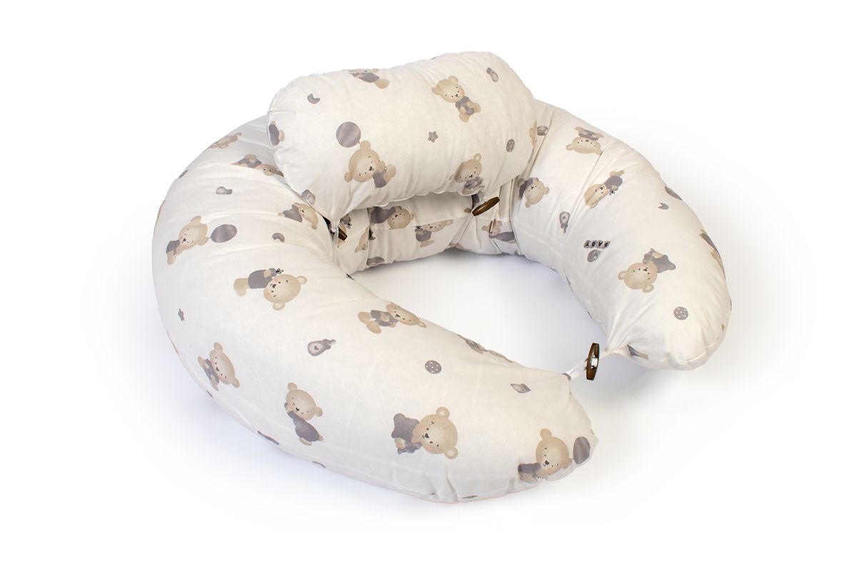 Μαξιλάρι Εγκυμοσύνης - Θηλασμού 2 σε 1 bebe Bear's Nest 05 155x35x20 White-Grey 100% Cotton
