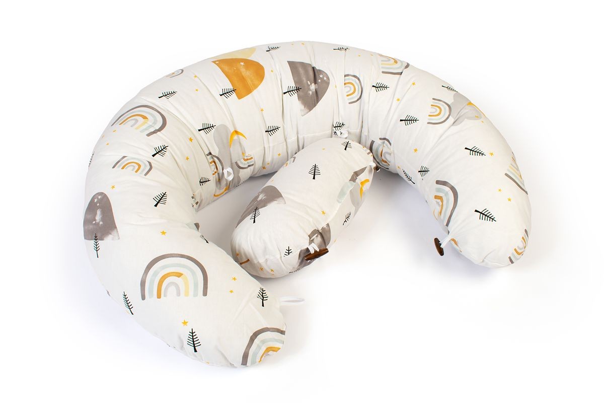 Μαξιλάρι Εγκυμοσύνης - Θηλασμού 2 σε 1 bebe Rainbow 01 155x35x20 White-Grey 100% Cotton