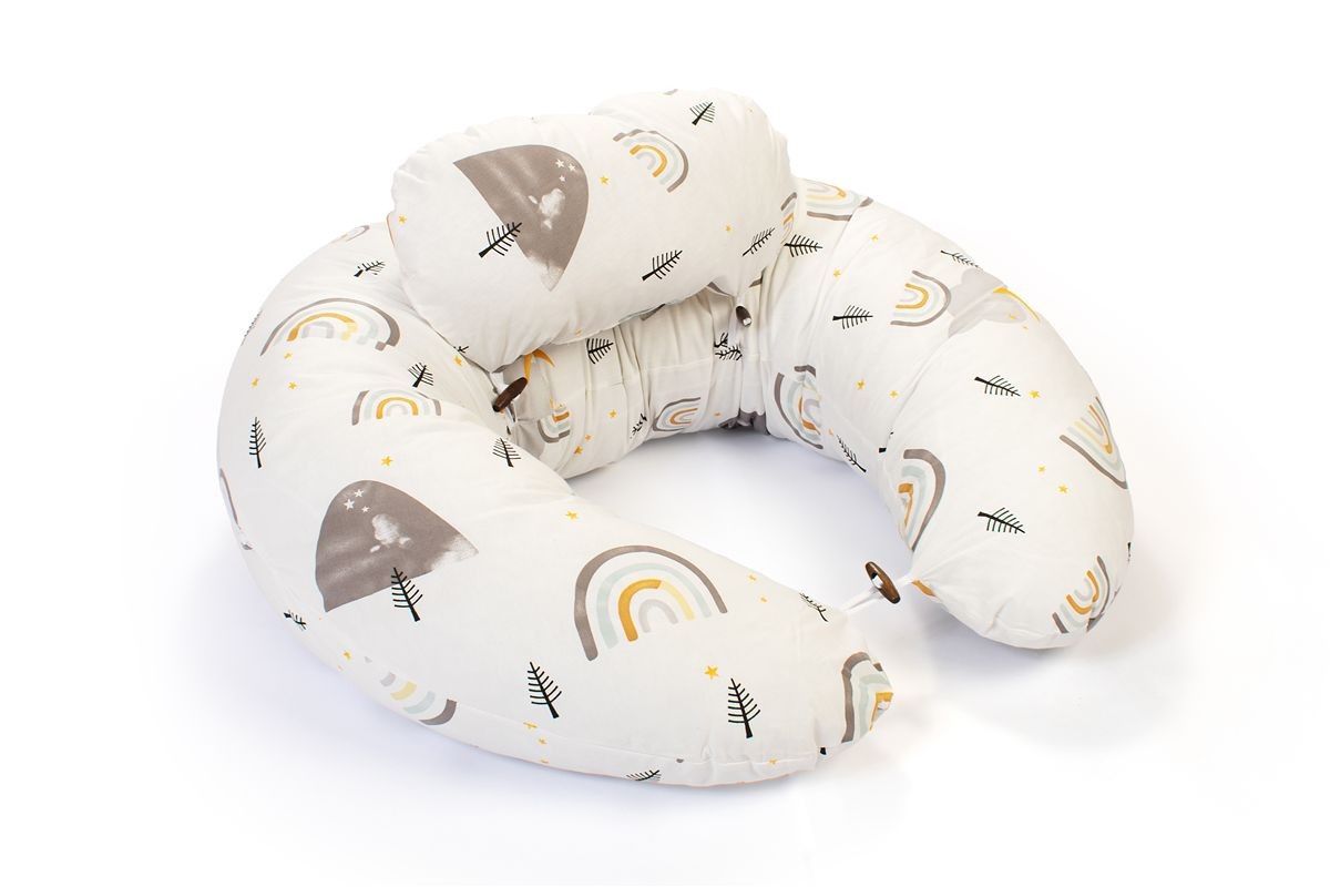 Μαξιλάρι Εγκυμοσύνης - Θηλασμού 2 σε 1 bebe Rainbow 01 155x35x20 White-Grey 100% Cotton
