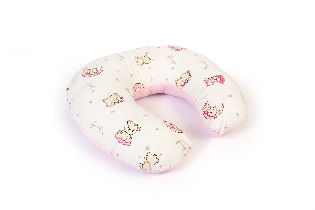 Μαξιλάρι Θηλασμού bebe Bear's Nest 04 60x50x15 White-Pink 100% Cotton