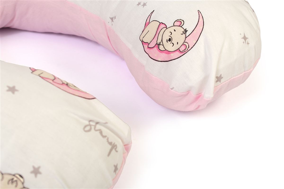 Μαξιλάρι Θηλασμού bebe Bear's Nest 04 60x50x15 White-Pink 100% Cotton