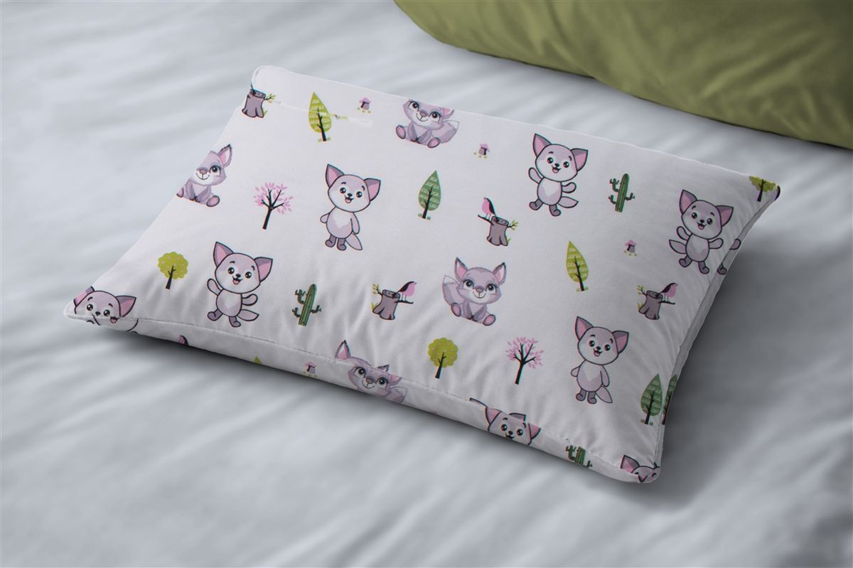 Μαξιλαροθήκη Εμπριμέ kids Baby Foxes 594 50X70 White-Pastel Lilac 100% Cotton