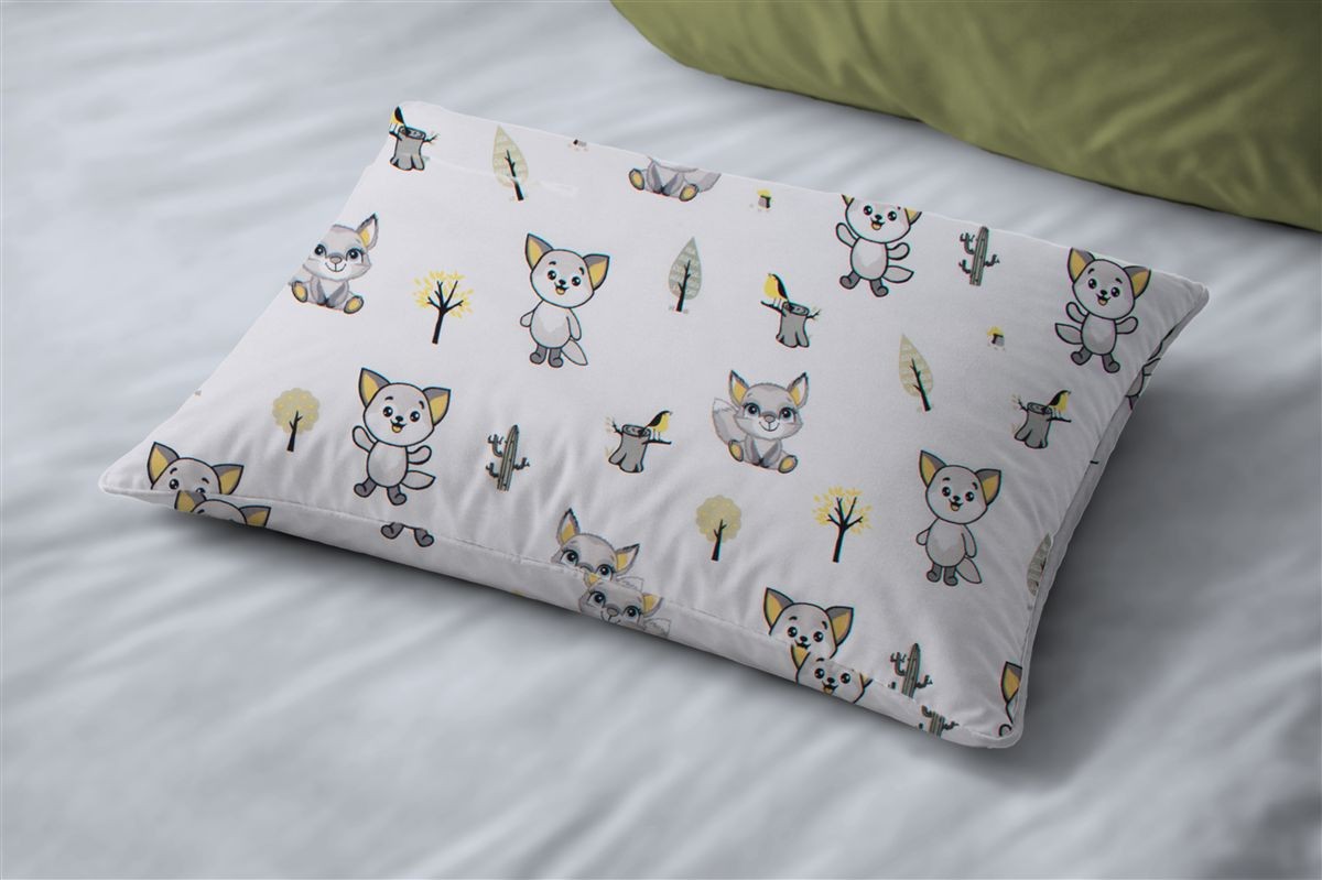Μαξιλαροθήκη Εμπριμέ kids Baby Foxes 595 50X70 White-Grey 100% Cotton