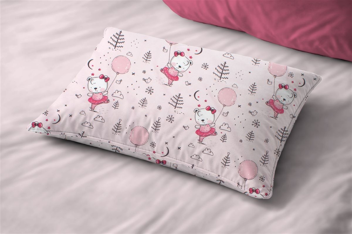 Μαξιλαροθήκη Εμπριμέ kids Ballerina Bear 598 50X70 Pink 100% Cotton