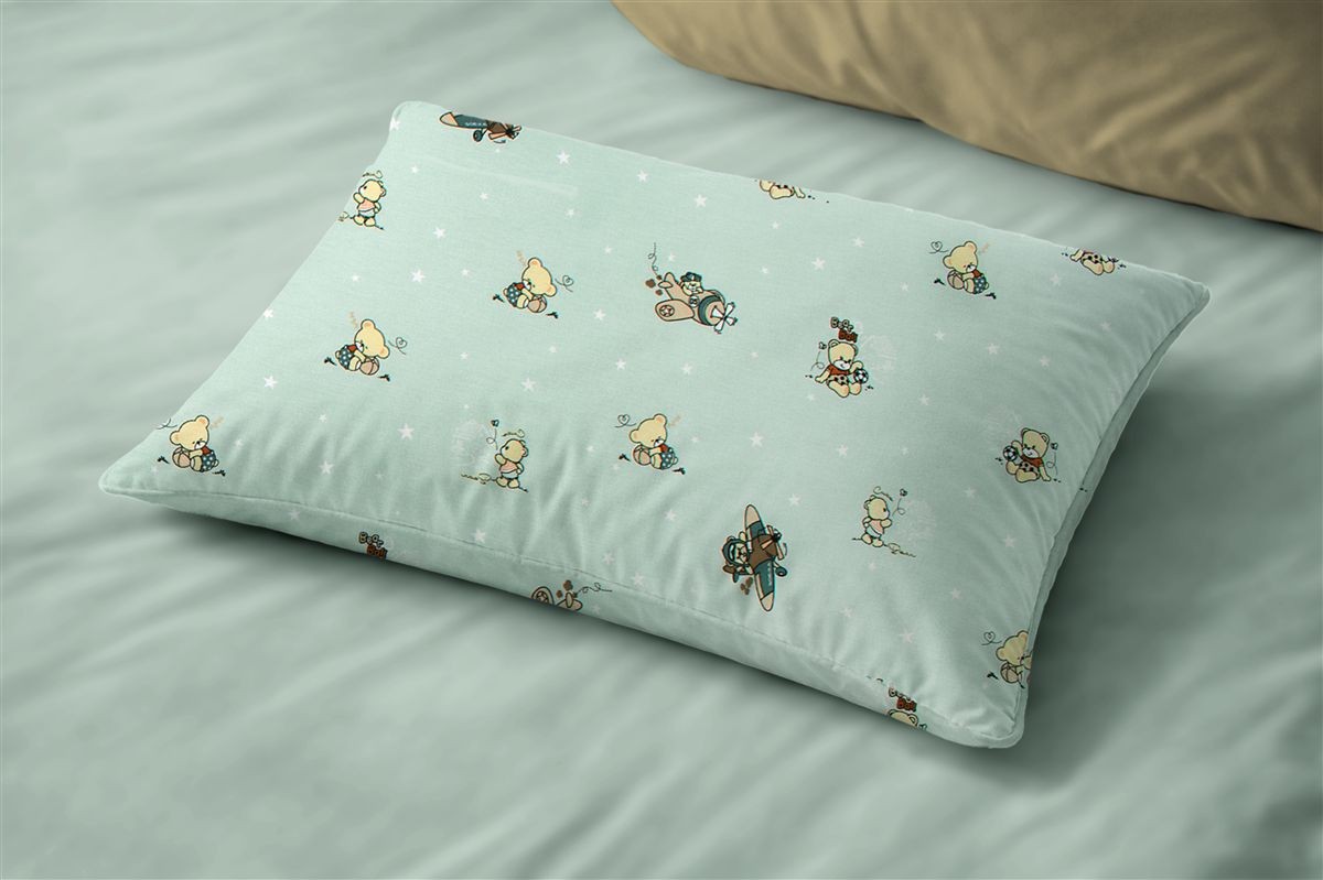 Μαξιλαροθήκη Εμπριμέ kids Bear's Playtime 593 50X70 Mint 100% Cotton