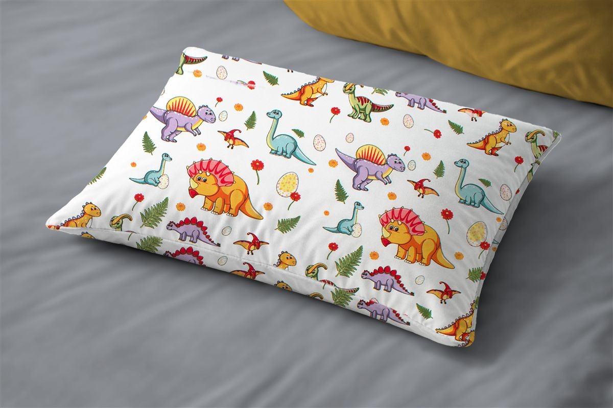 Μαξιλαροθήκη Εμπριμέ kids Dinosaur 520 50x70 White-Orange 100% Cotton