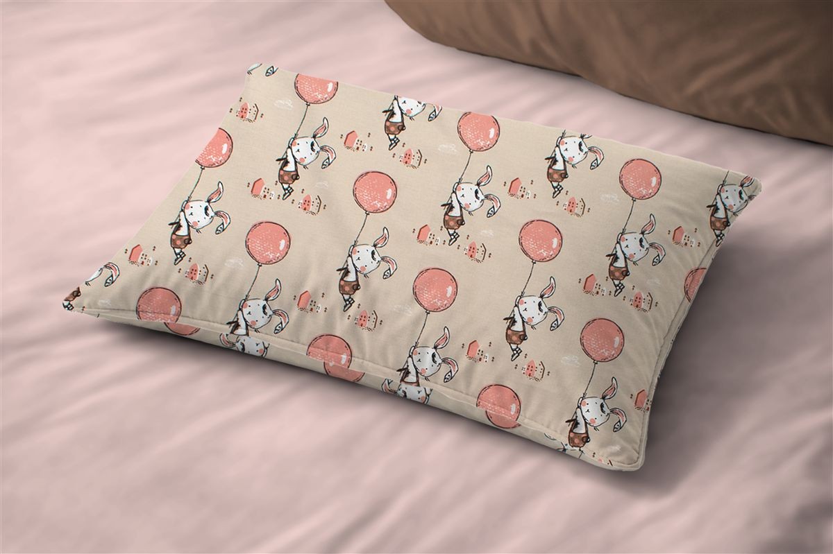 Μαξιλαροθήκη Εμπριμέ kids Floating Bunny 714 50X70 Beige-Salmon 100% Cotton