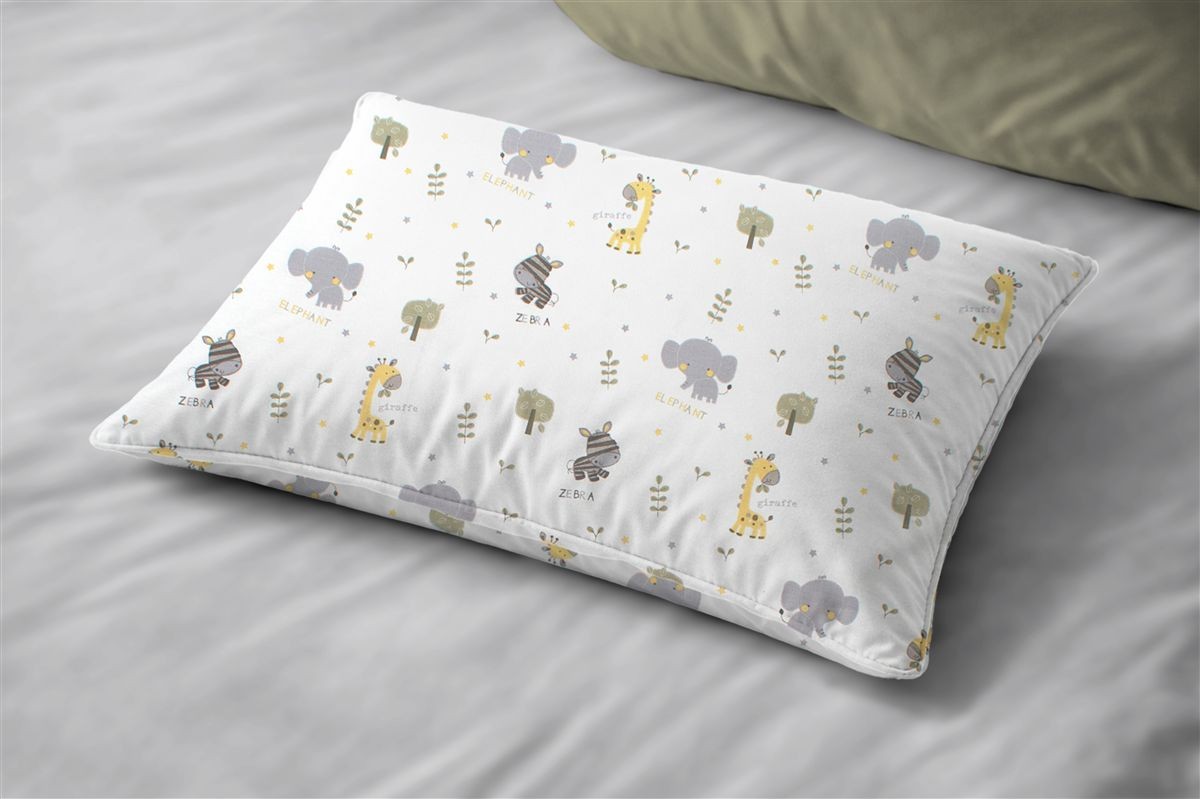 Μαξιλαροθήκη Εμπριμέ kids Happy Safari 713 50X70 White-Grey 100% Cotton