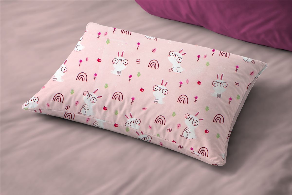 Μαξιλαροθήκη Εμπριμέ kids Rabbit Garden 585 50X70 Pink 100% Cotton