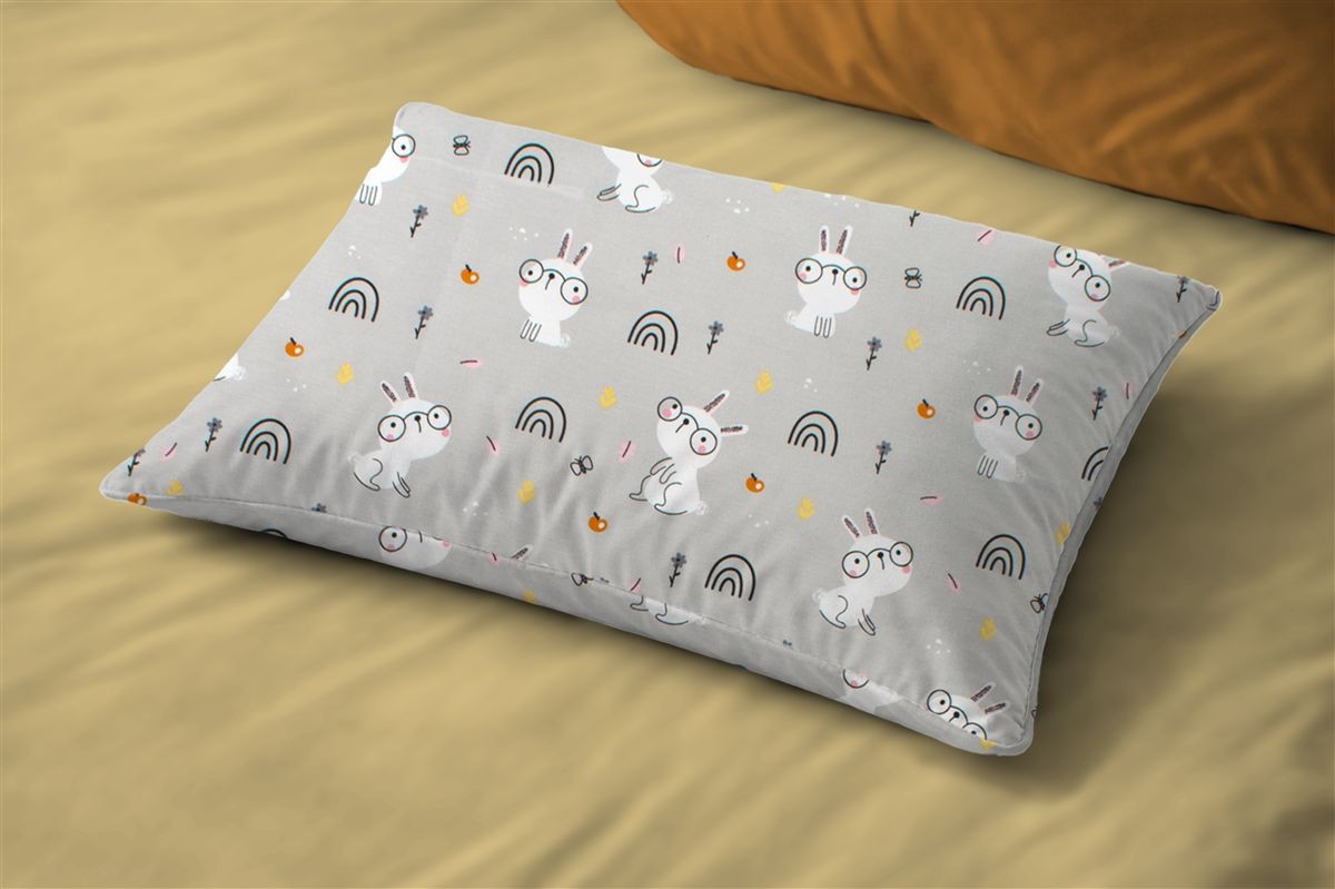 Μαξιλαροθήκη Εμπριμέ kids Rabbit Garden 586 50X70 Grey 100% Cotton