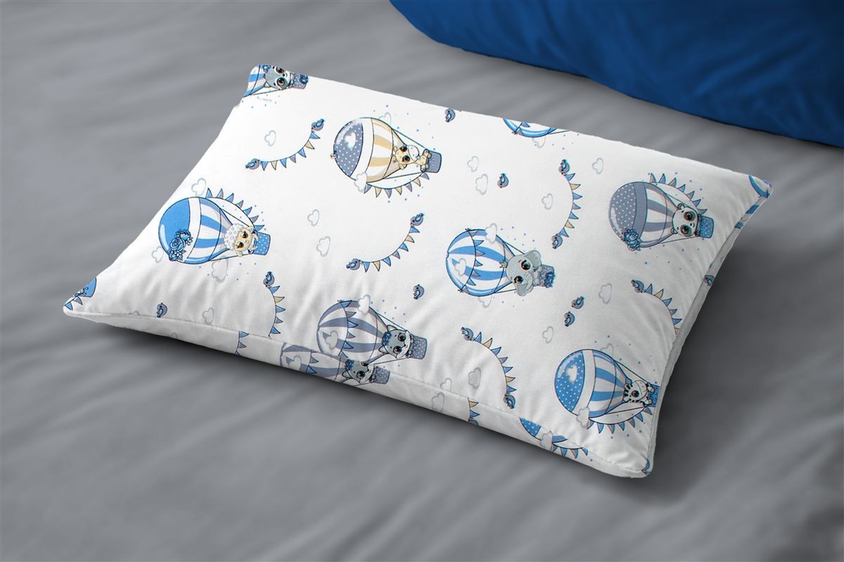 Μαξιλαροθήκη Εμπριμέ kids The Floating Zoo 596 50X70 White-Blue 100% Cotton