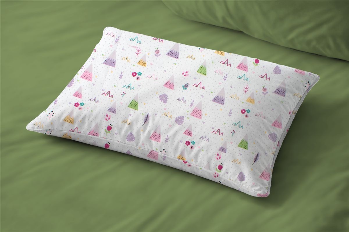 Μαξιλαροθήκη Εμπριμέ kids Whimsical Mountainside 587 50X70 White-Pastel Lilac 100% Cotton