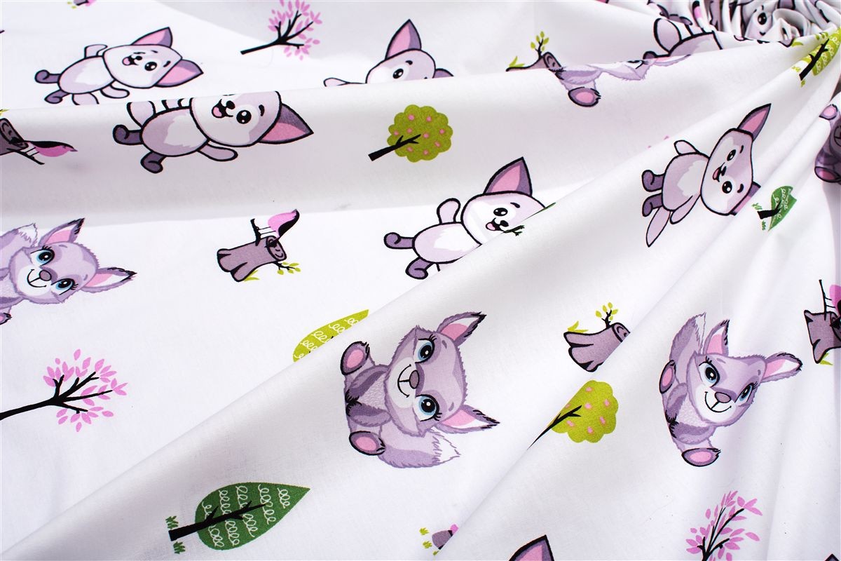 Πάνα Χασέ bebe Baby Foxes 594 80X80 White-Pastel Lilac 100% Cotton