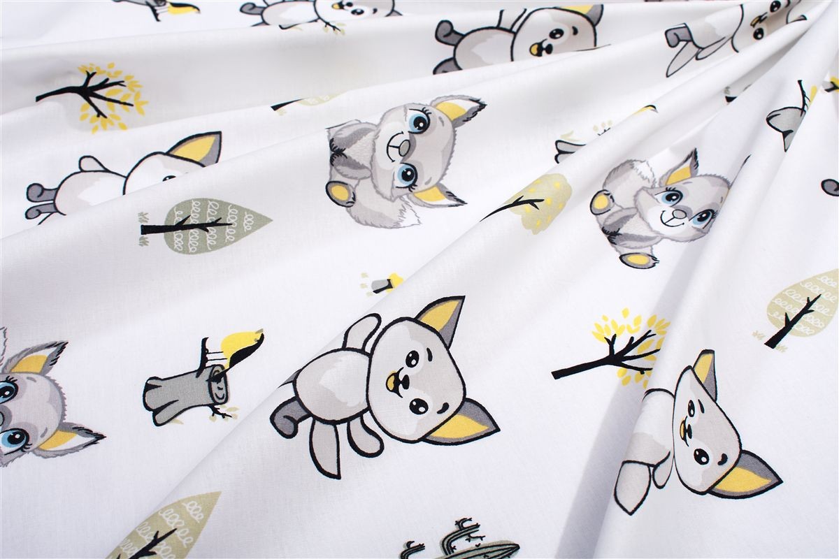 Πάνα Χασέ bebe Baby Foxes 595 80X80 White-Grey 100% Cotton