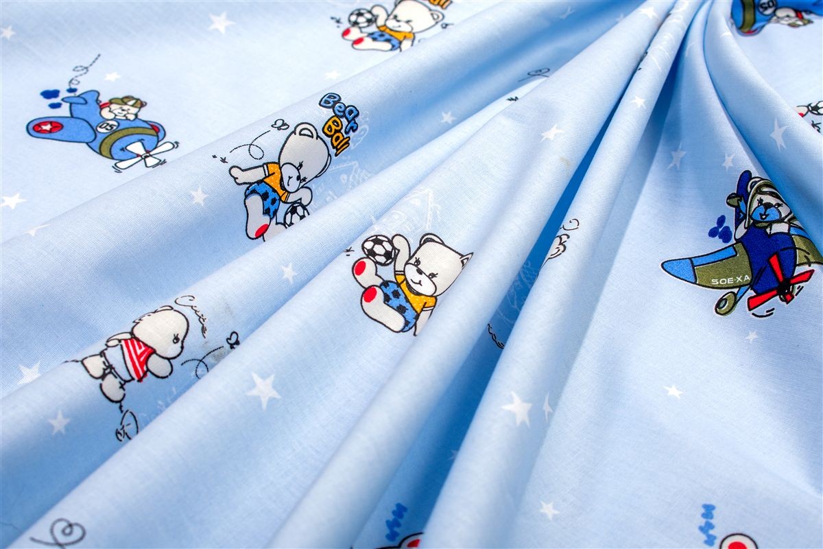 Πάνα Χασέ bebe Bear's Playtime 591 80X80 Sky Blue 100% Cotton