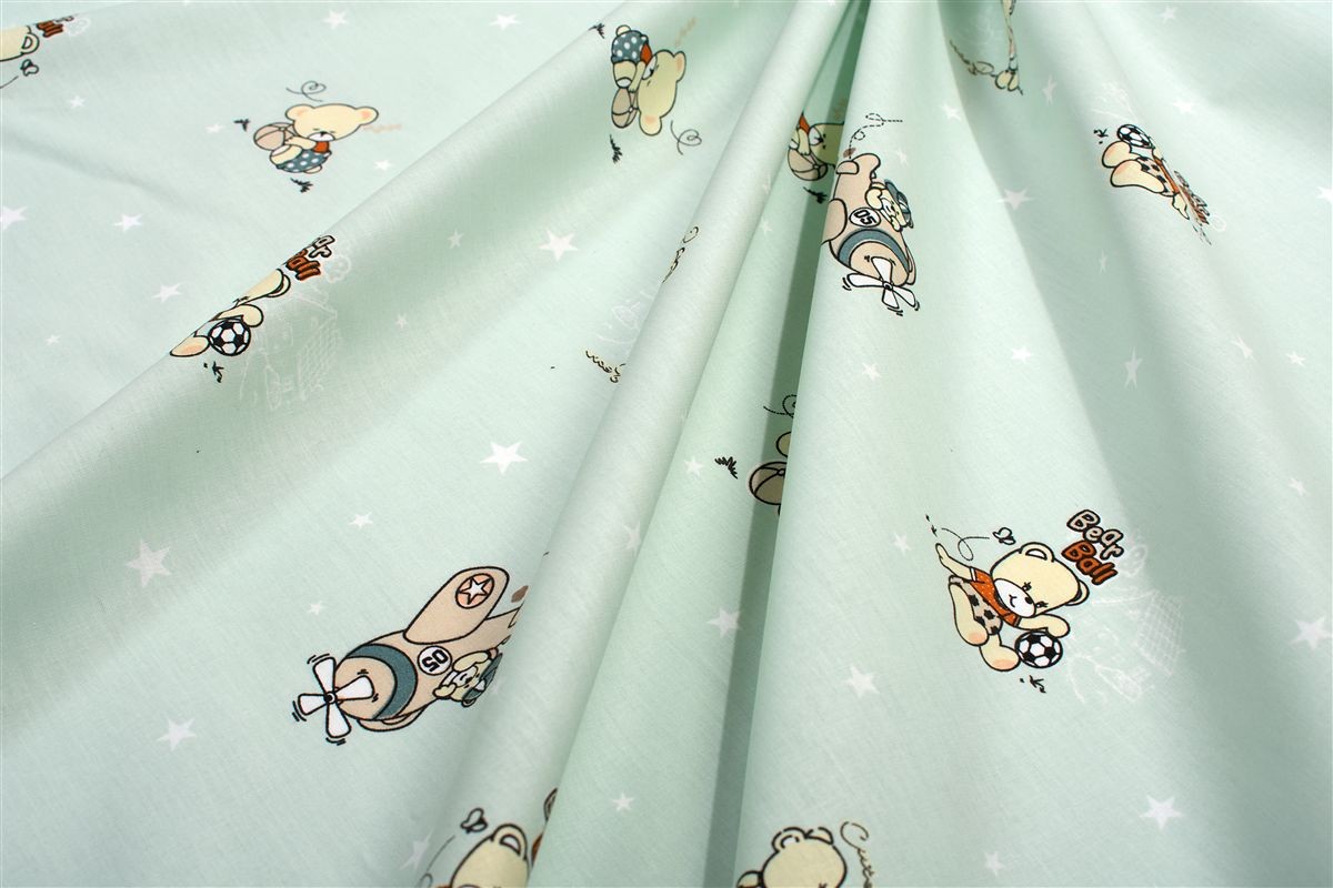 Πάνα Χασέ bebe Bear's Playtime 593 80X80 Mint 100% Cotton