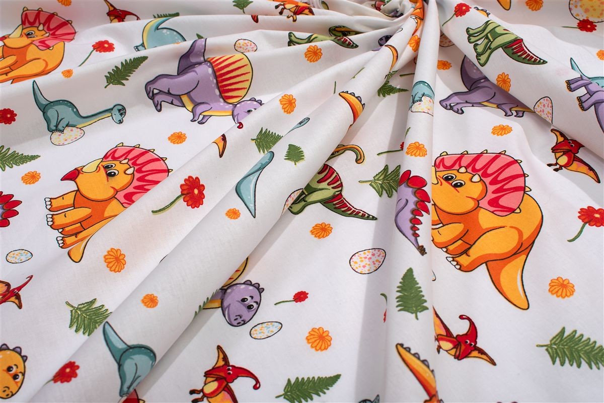 Πάνα Χασέ bebe Dinosaur 520 80x80 White-Orange 100% Cotton