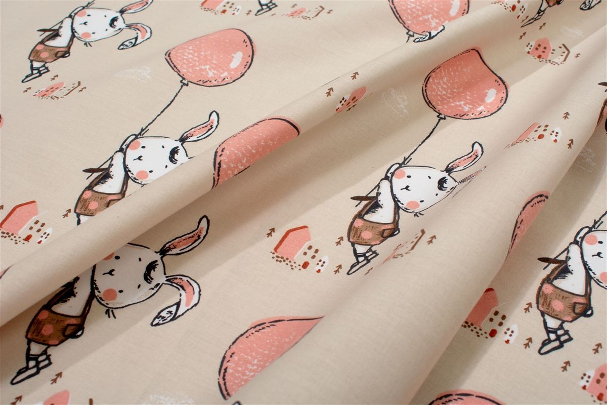 Πάνα Χασέ bebe Floating Bunny 714 80X80 Beige-Salmon 100% Cotton