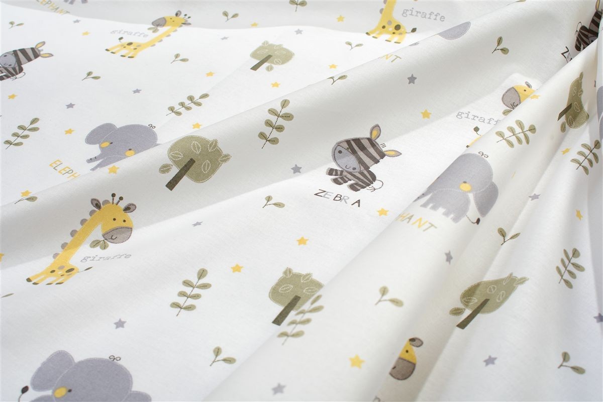 Πάνα Χασέ bebe Happy Safari 713 80X80 White-Grey 100% Cotton