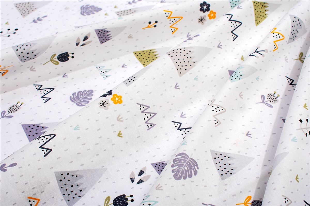 Πάνα Χασέ bebe Whimsical Mountainside 588 80X80 White-Grey 100% Cotton