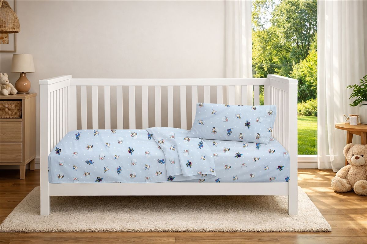 Παπλωματοθήκη Εμπριμέ bebe Bear's Playtime 591 120X160 Sky Blue 100% Cotton