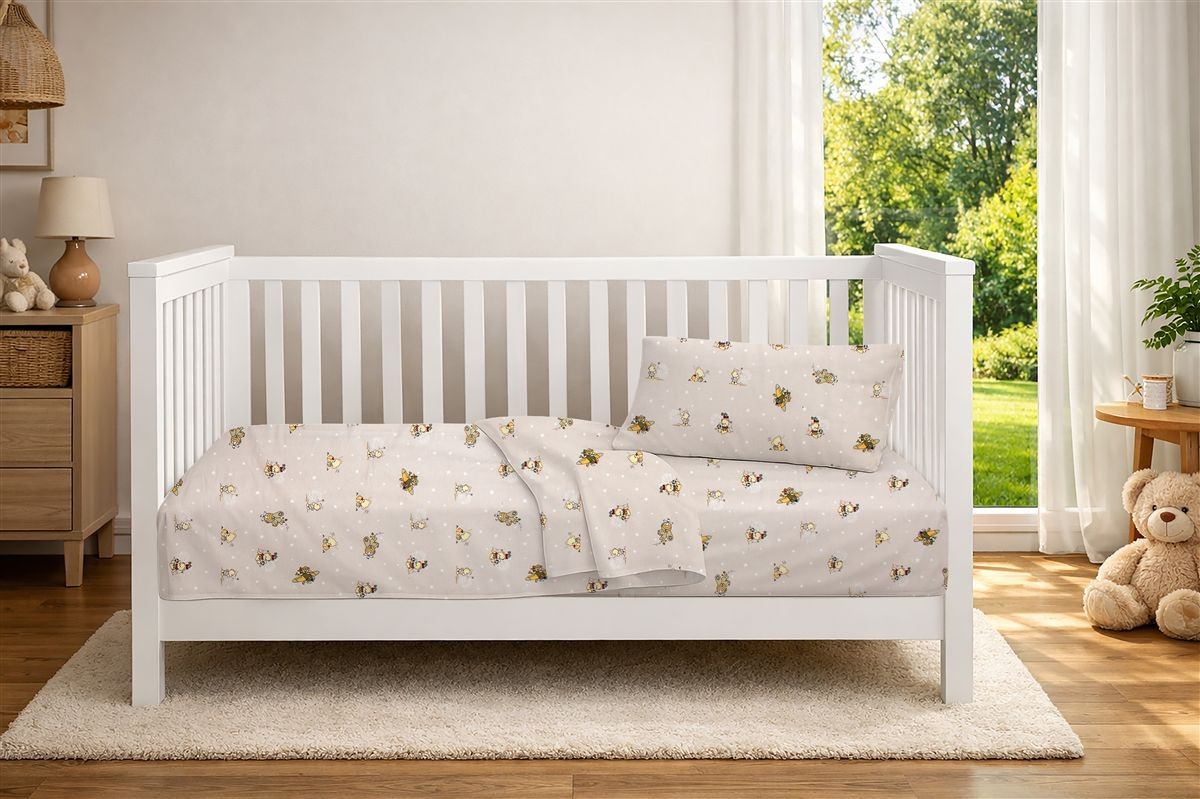 Παπλωματοθήκη Εμπριμέ bebe Bear's Playtime 592 120X160 Beige 100% Cotton