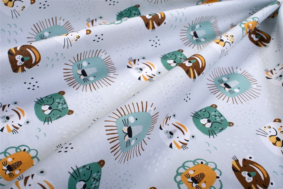Παπλωματοθήκη Εμπριμέ bebe Big Cats 28 120X160 Light Aqua 100% Cotton