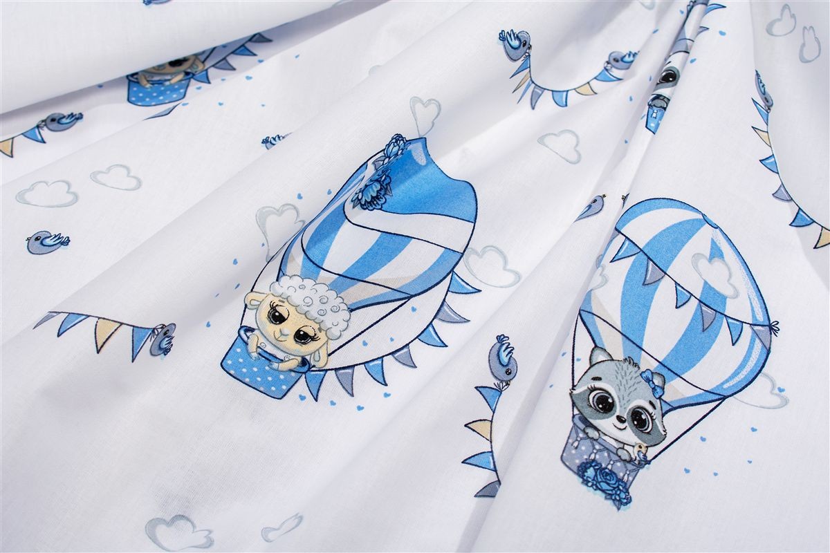 Παπλωματοθήκη Εμπριμέ bebe The Floating Zoo 596 120X160 White-Blue 100% Cotton