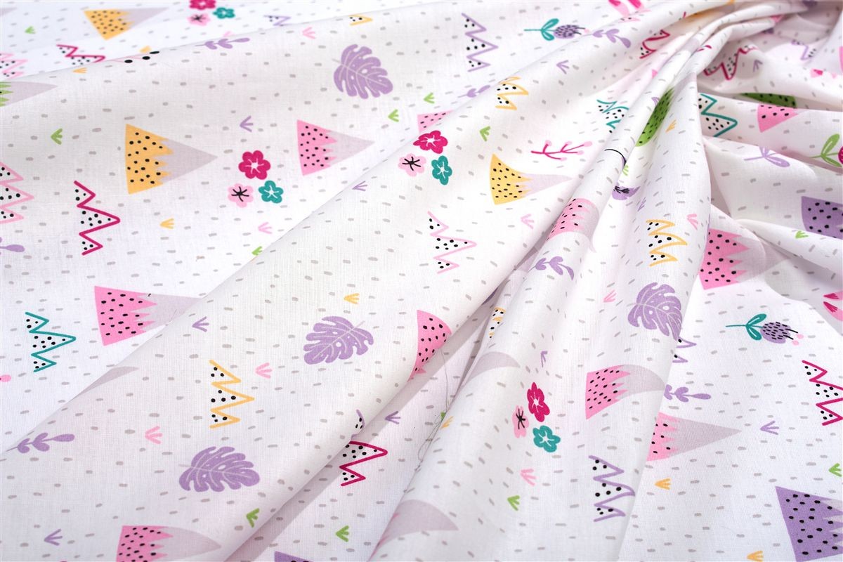 Παπλωματοθήκη Εμπριμέ bebe Whimsical Mountainside 587 120X160 White-Pastel Lilac 100% Cotton