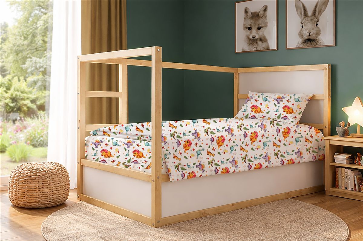 Παπλωματοθήκη Εμπριμέ kids Dinosaur 520 160x240 White-Orange 100% Cotton