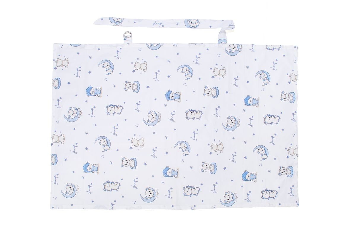 Ποδιά Θηλασμού bebe Bear's Nest 03 105x70 White-Sky Blue 100% Cotton