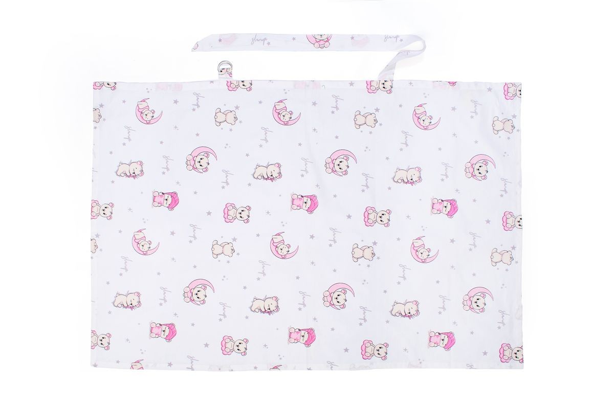 Ποδιά Θηλασμού bebe Bear's Nest 04 105x70 White-Pink 100% Cotton