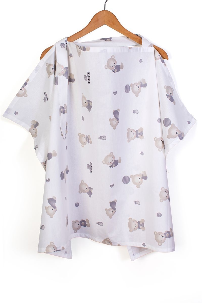 Ποδιά Θηλασμού bebe Bear's Nest 05 105x70 White-Grey 100% Cotton