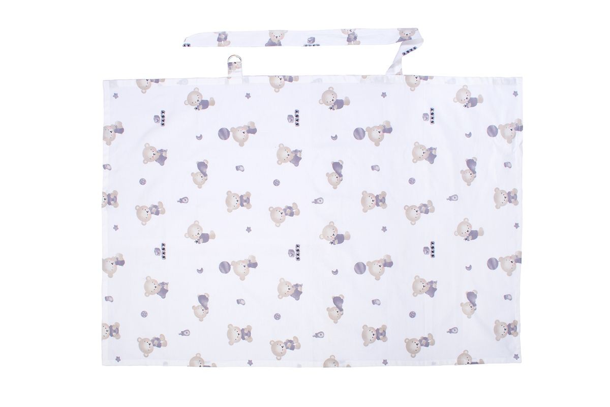Ποδιά Θηλασμού bebe Bear's Nest 05 105x70 White-Grey 100% Cotton