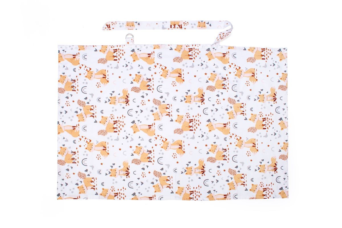 Ποδιά Θηλασμού bebe Cute Fox 02 105x70 White-Beige 100% Cotton
