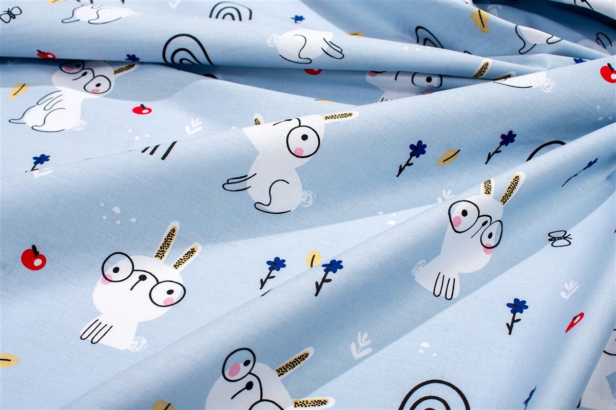 Σεντόνια Εμπριμέ Σετ 2 τεμ kids Rabbit Garden 584 160X240 Sky Blue 100% Cotton
