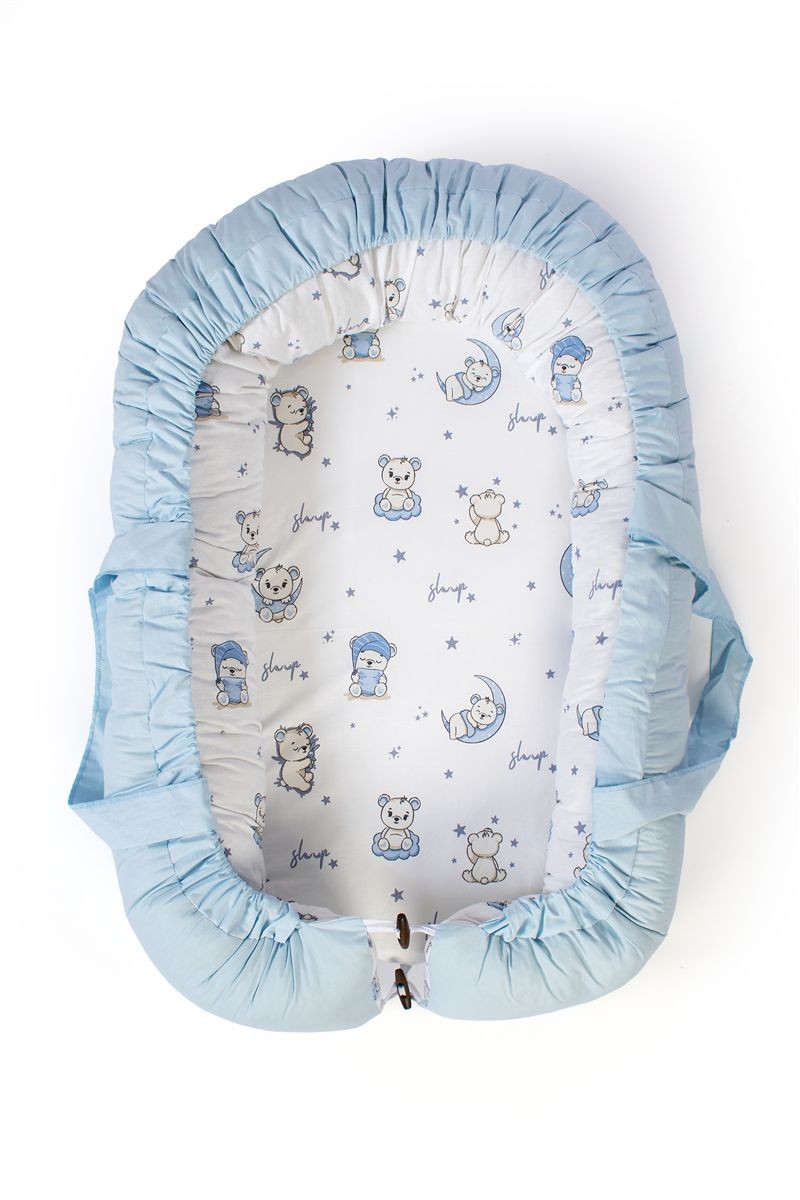 Φωλιά Ύπνου bebe Bear's Nest 03 85x60x15 White-Sky Blue 100% Cotton