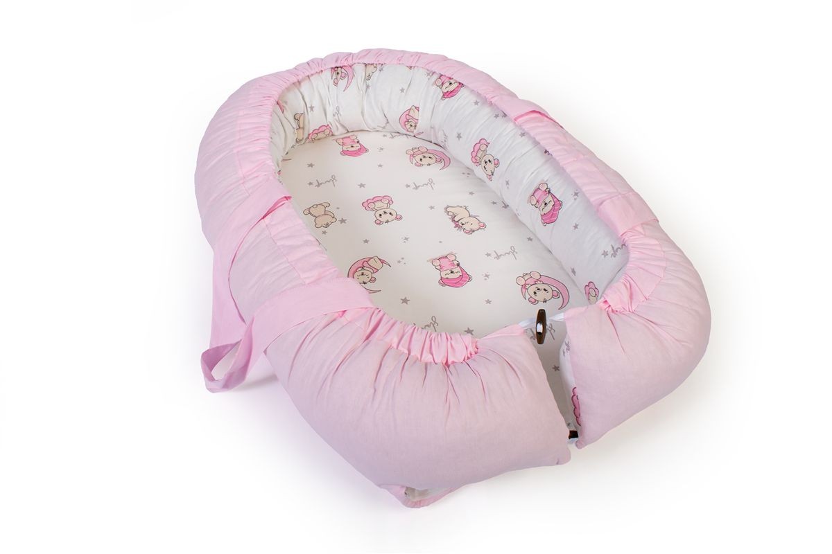 Φωλιά Ύπνου bebe Bear's Nest 04 85x60x15 White-Pink 100% Cotton