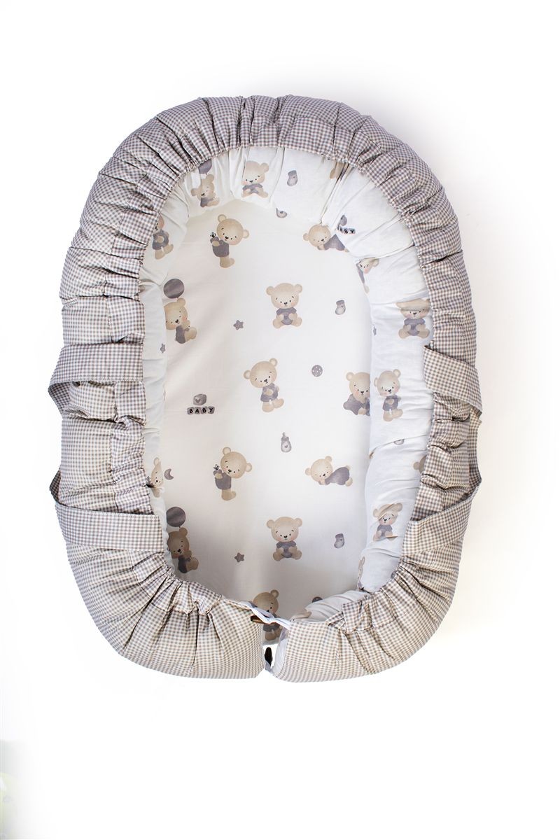 Φωλιά Ύπνου bebe Bear's Nest 05 85x60x15 White-Grey 100% Cotton