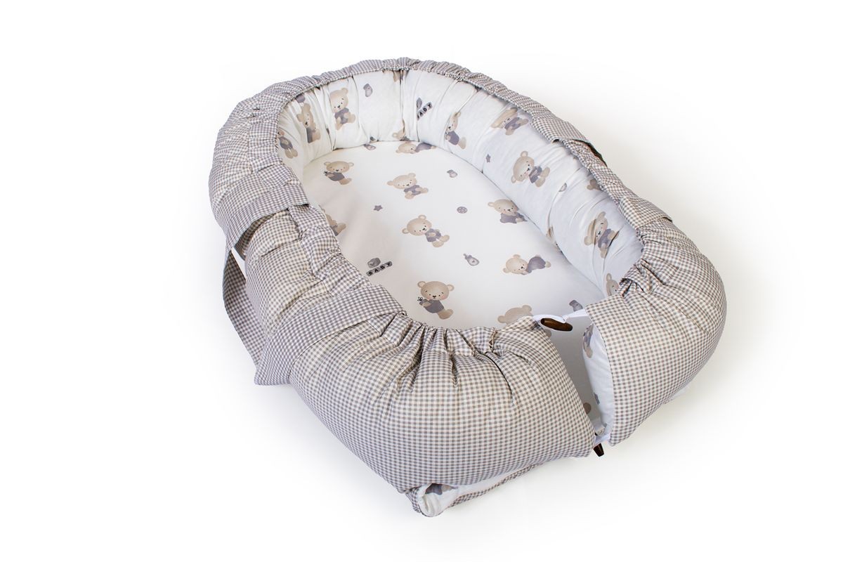 Φωλιά Ύπνου bebe Bear's Nest 05 85x60x15 White-Grey 100% Cotton