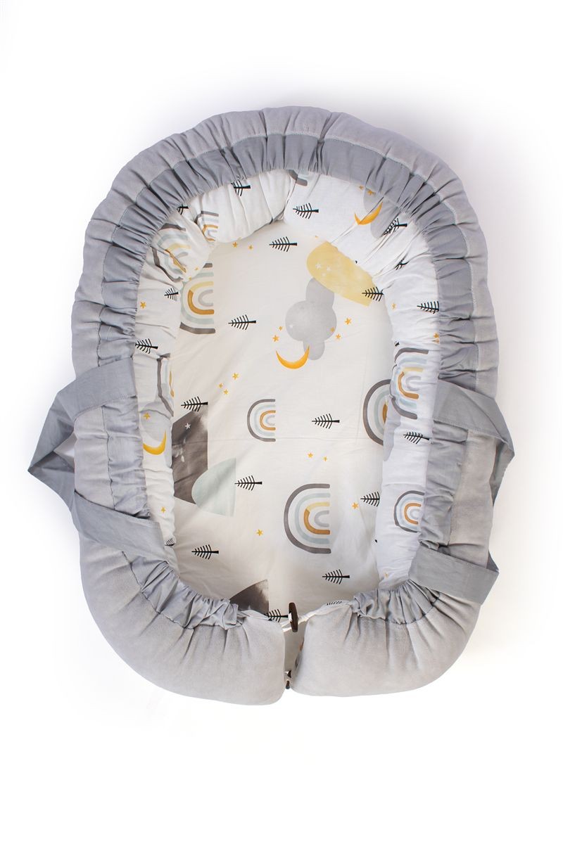 Φωλιά Ύπνου bebe Rainbow 01 85x60x15 White-Grey 100% Cotton