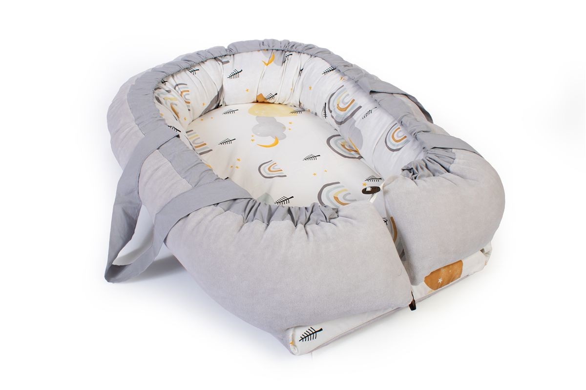 Φωλιά Ύπνου bebe Rainbow 01 85x60x15 White-Grey 100% Cotton