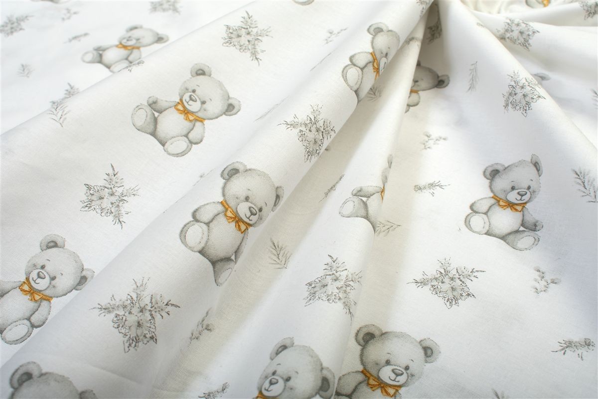 Πάνα Χασέ bebe Newborn Bear 717 80x80 White-Grey 100% Cotton