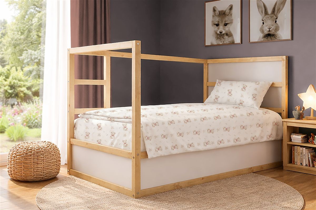 Σεντόνια Εμπριμέ Σετ 3 τεμ kids Newborn Bear 716 160x240 White-Beige 100% Cotton