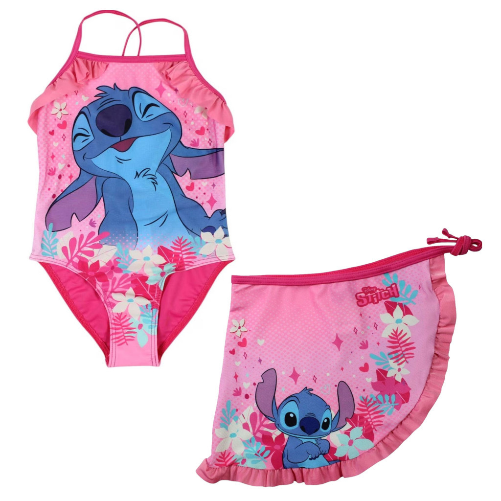 Disney Lilo and Stitch Pink Παιδικό Σετ Μαγιό & Παρεό 3 - 4 ετών / 98 - 104 cm