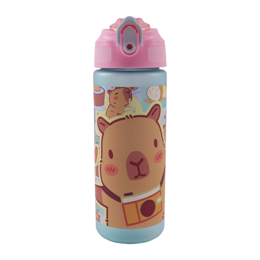 Capybara Chill Παγούρι Πλαστικό Ματ με Καλαμάκι 600 ml