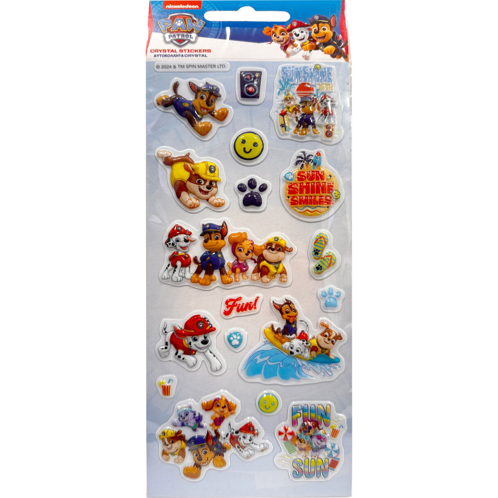 Paw Patrol Summer Ανάγλυφα Παιδικά Αυτοκόλλητα