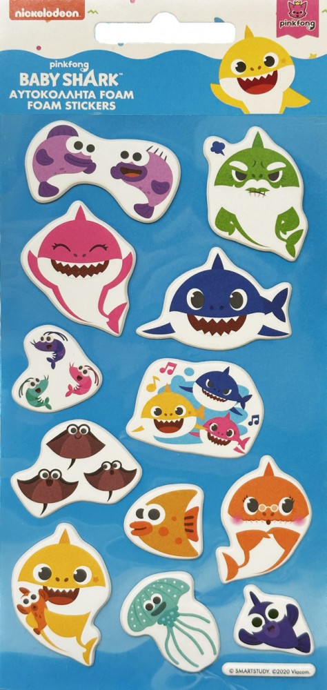 Baby Shark Aquatic Σετ Παιδικά Ανάγλυφα Puffy Foam Αυτοκόλλητα