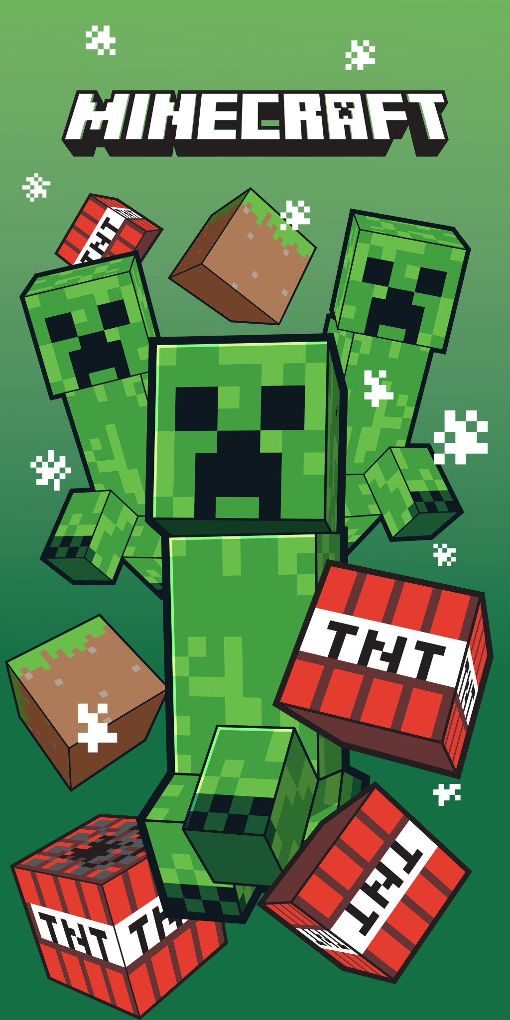 Minecraft TNT Creepers Πετσέτα Μπάνιου & Θαλάσσης (Fast Dry) 100% microfiber 70×140 cm